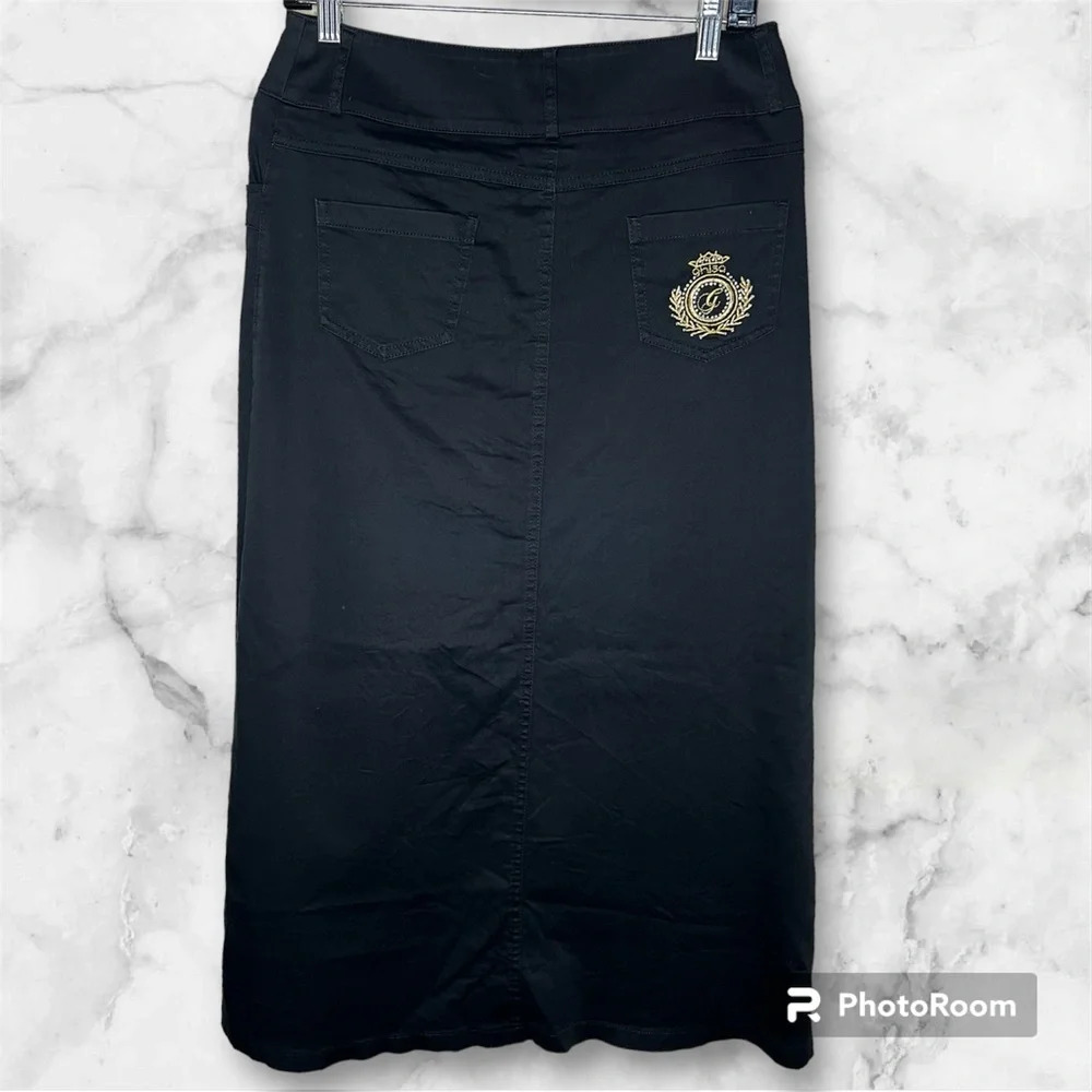 Ghisa Midi Skirt Cotton Black Cotton Lined Denim Women's Size 38